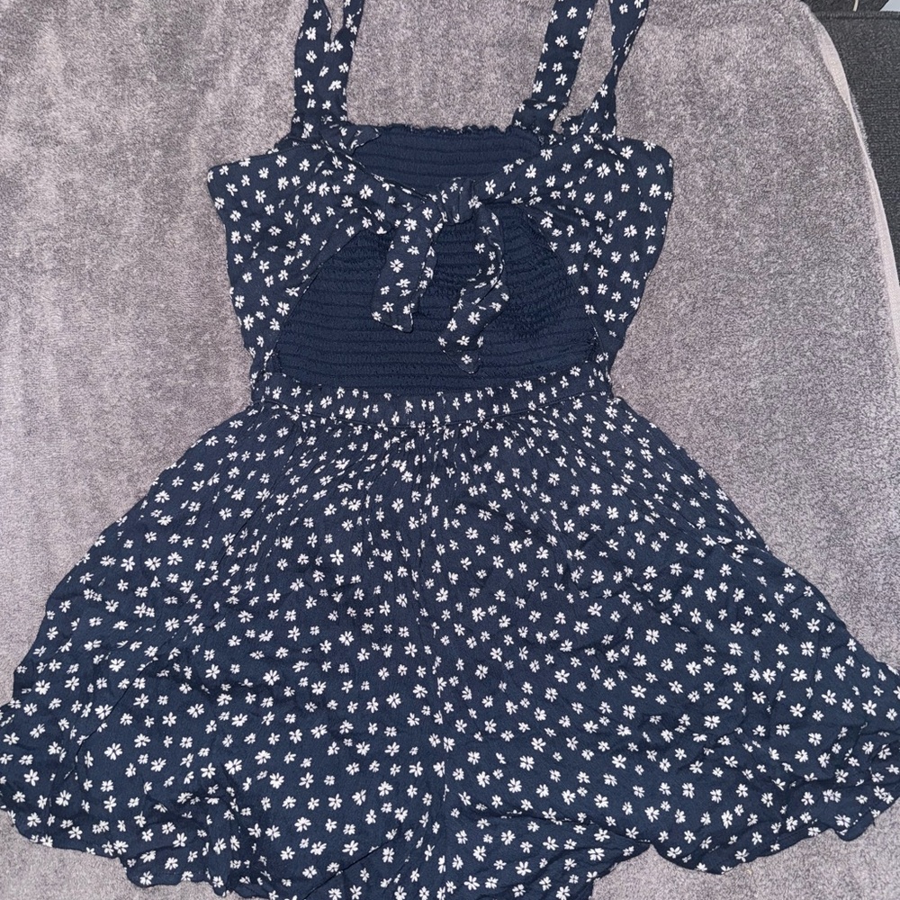 Hollister Navy Blue Floral Jumpsuit